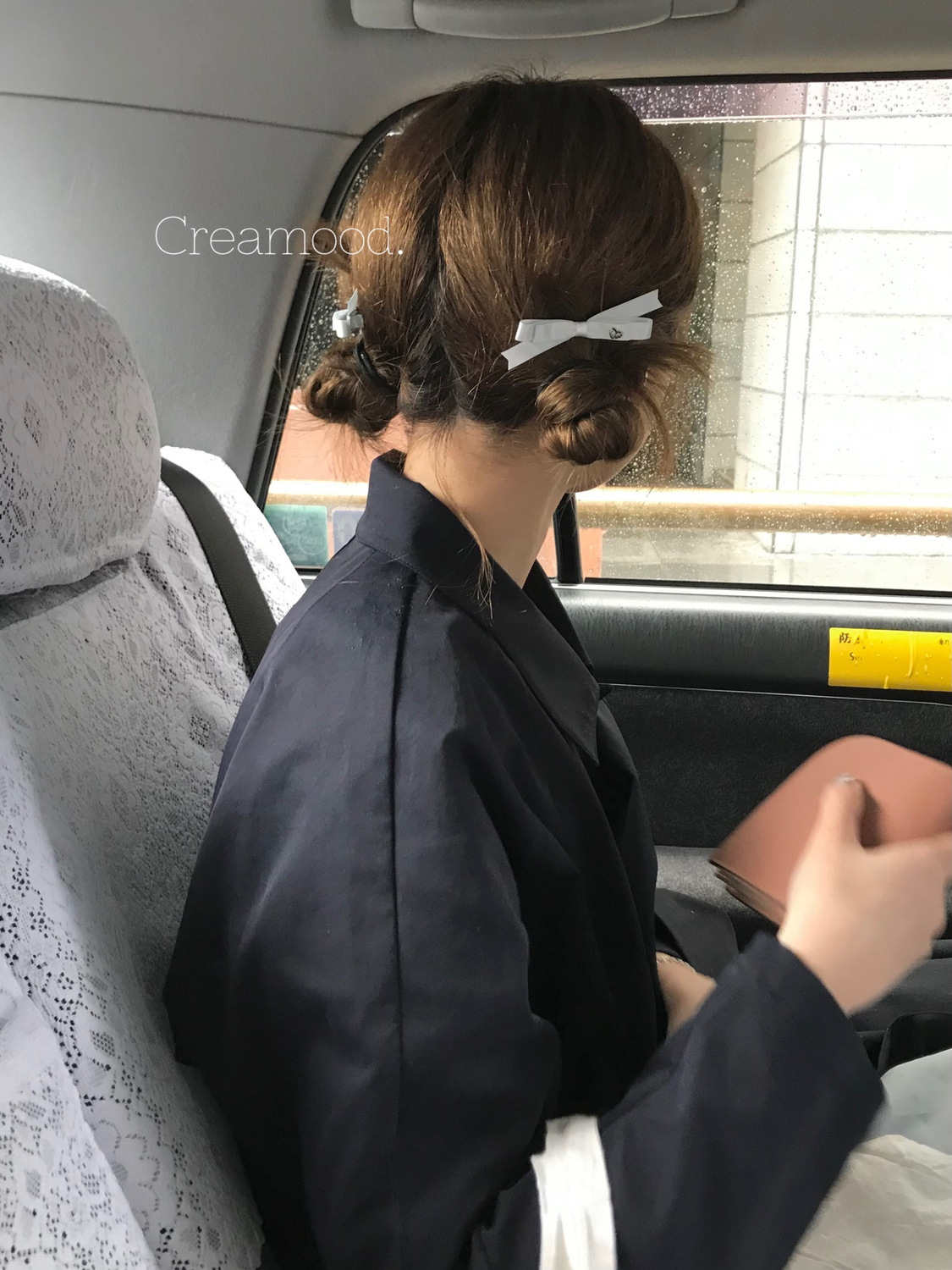 日系少女奶藍色不規則絲帶蝴蝶結小號髮夾鴨嘴夾ins風法式劉海夾