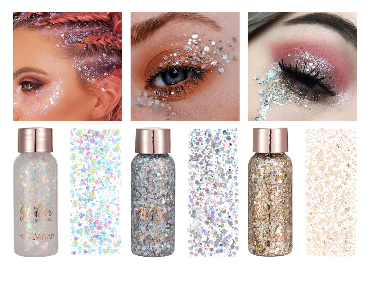 3 sets of glitter eye shadow sequin gel mermaid face body milk performance stage nightclub wedding hair_voghion.com