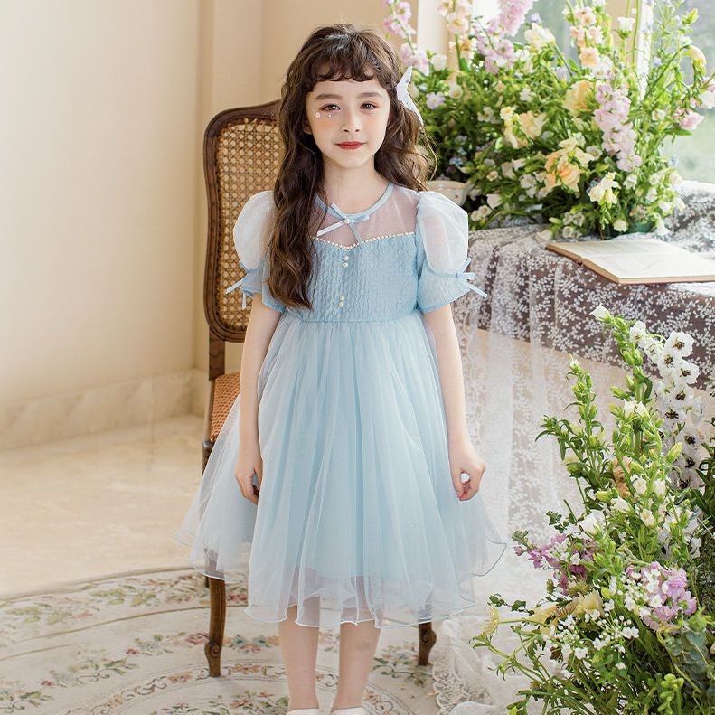 Girls' dress summer dress  new Korean version fluffy yarn skirt children's net red female dress foreign style princess dress