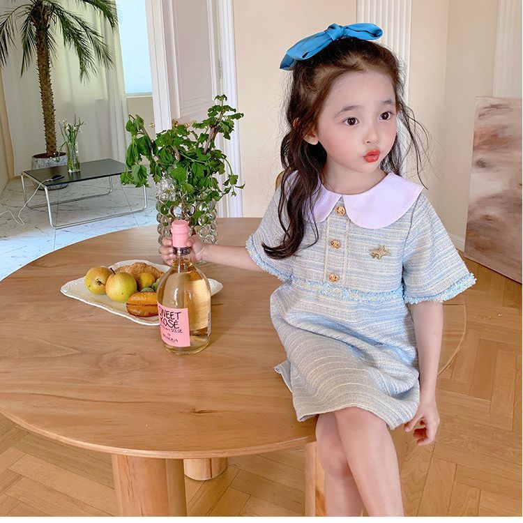 Girls Dress 2023 New Spring and Autumn Dress Small Fragrance Korean Version Mori Doll Collar Baby Girl Summer Dress