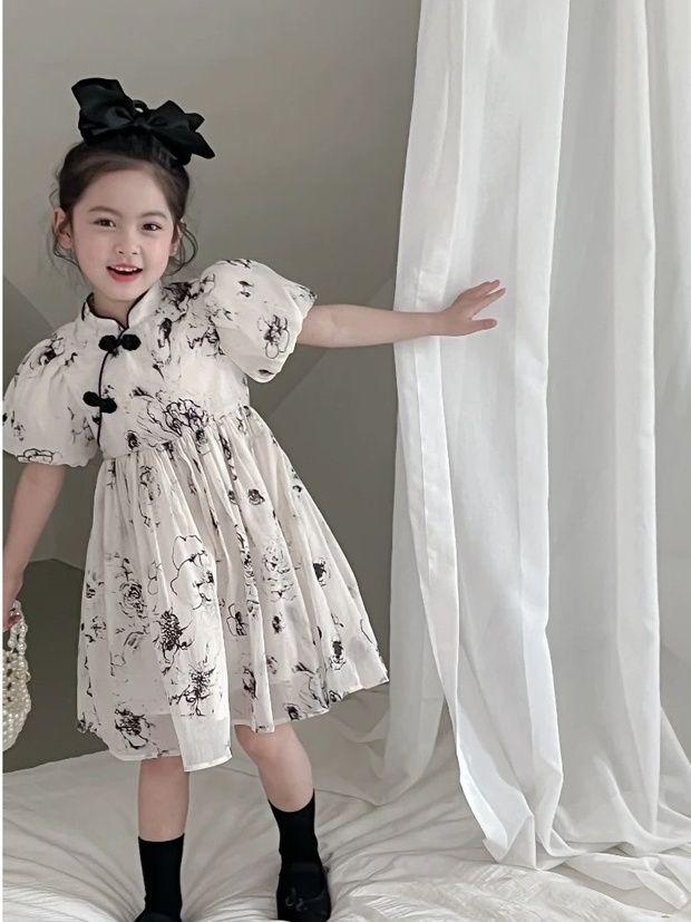女童夏季連衣裙2023新款洋氣女孩公主裙兒童裝中國風旗袍漢服裙子