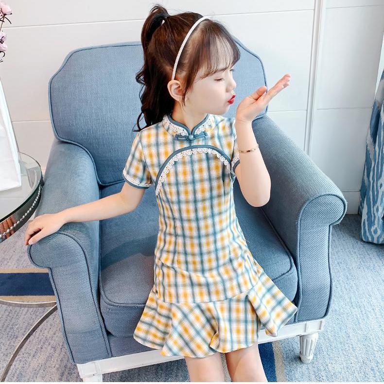 Girls' cheongsam dress new 2020 summer dress little girl Hanfu princess skirt summer Chinese style Tang dress