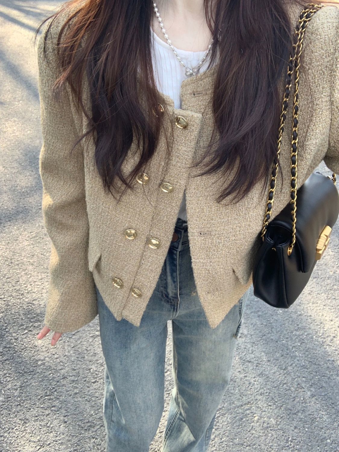 aimilian small fragrant style jacket women's short spring and autumn 2023 new high-end loose versatile chic top