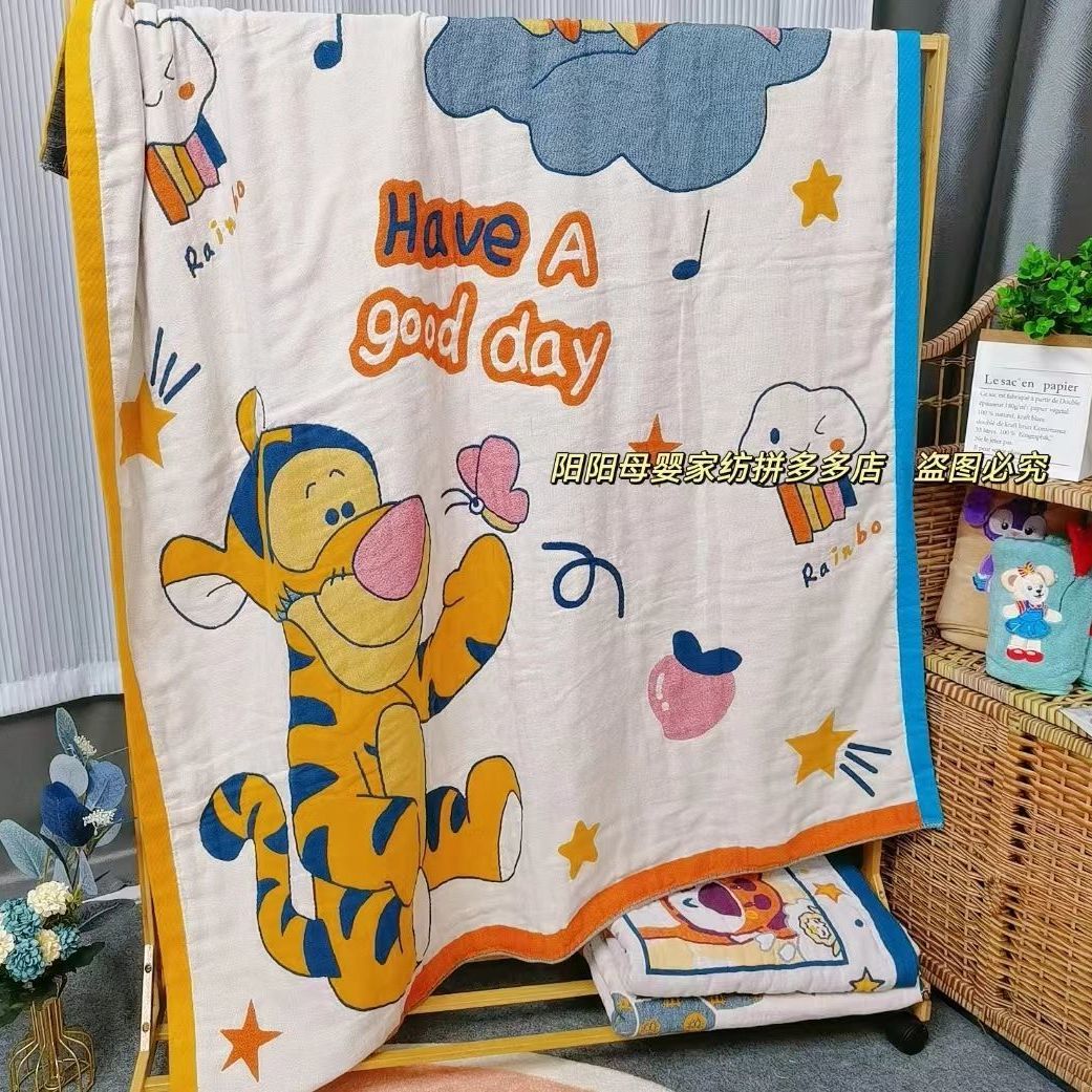 New five layer pure cotton gauze towel covered by newborn cartoon children's blanket breathable washed cotton lunch break blanket