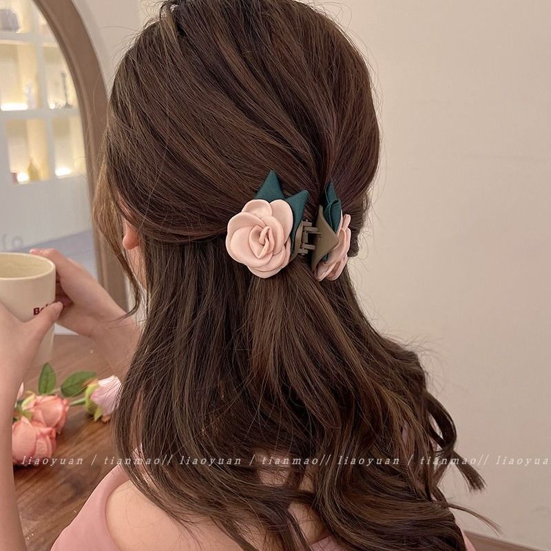 Rouge Rose ~ Retro grab clip small super fairy temperament hair clip women's back of the head elegant and high-end clip headwear