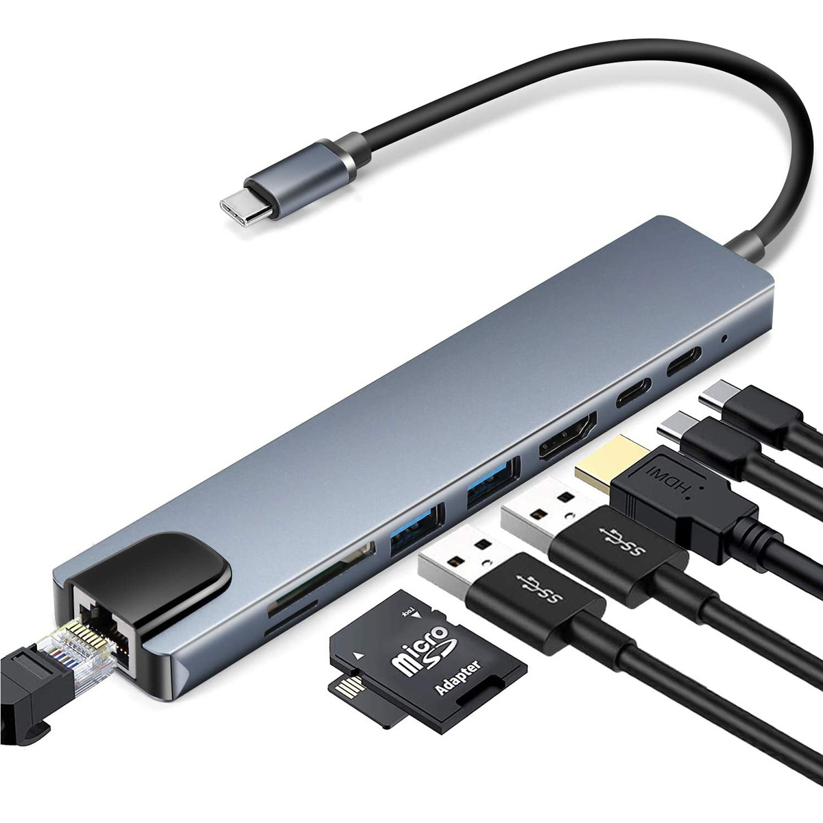 k HDMI 8ni s SD/TF kartou, vysokorychlostní 100Mbps Ethernet port, dokovací stanice typu C_voghion.com