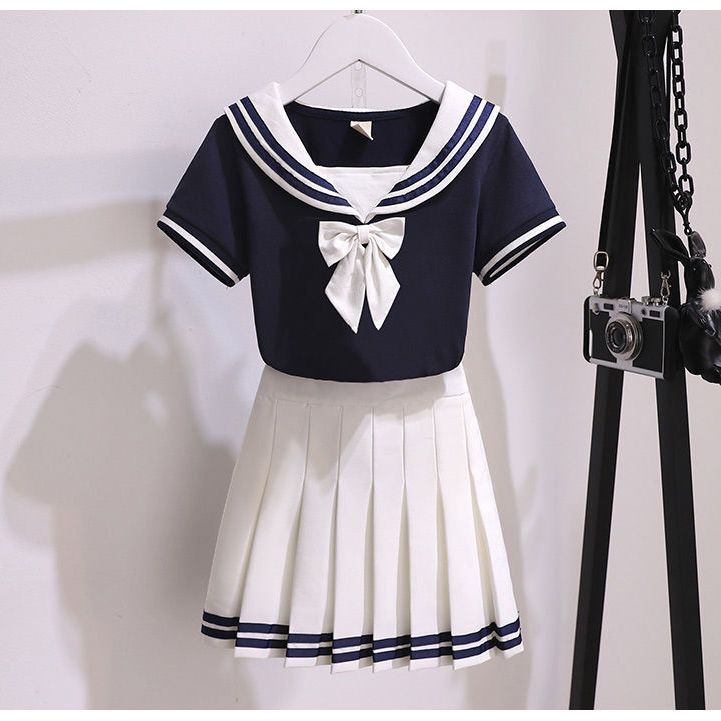 女童夏装套装裙海军领新款儿童jk水手制服裙中小学生学院风两件套