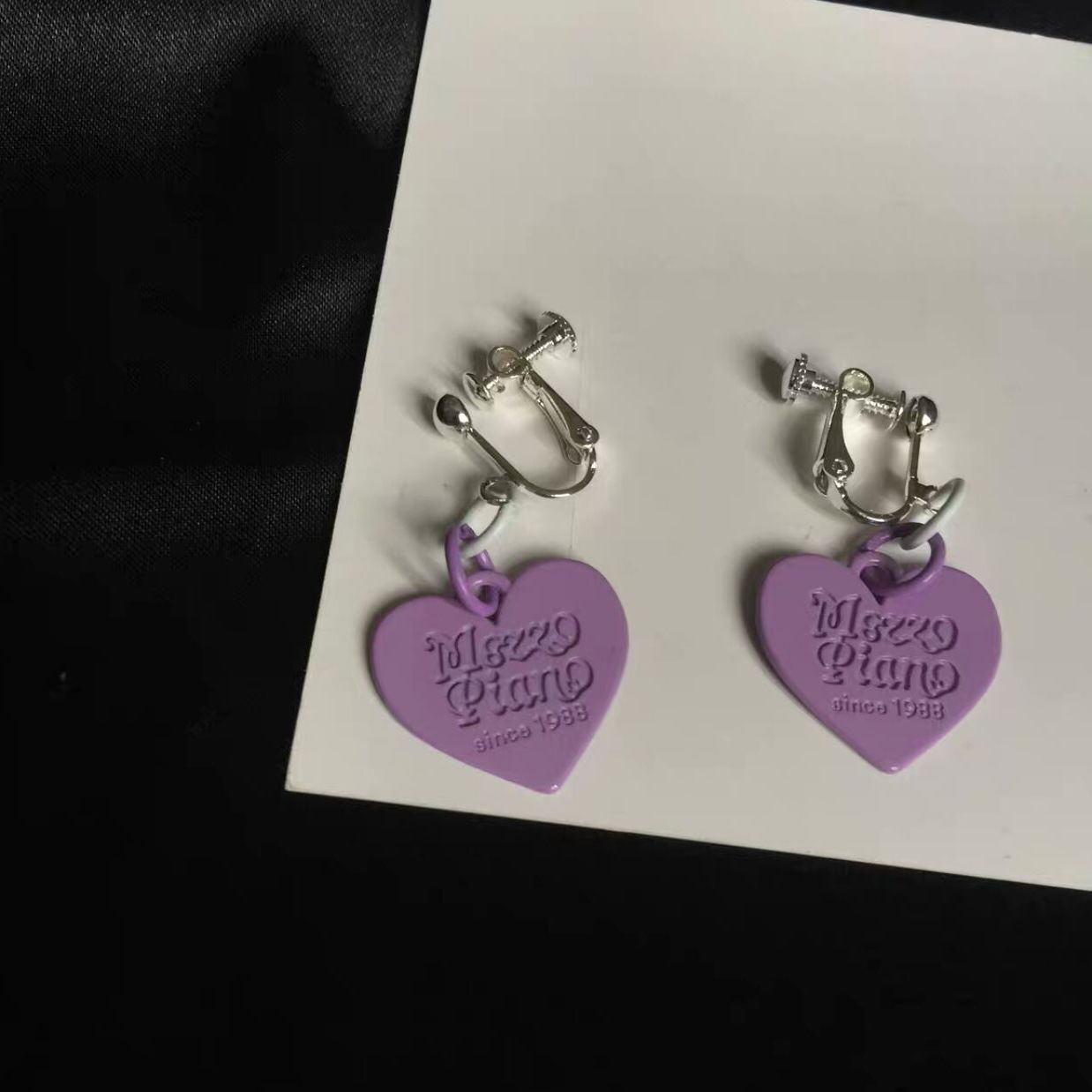 Sweetheart sniper ~ college style love letter purple girl student sweet and cute personality ear clip earring cool girl