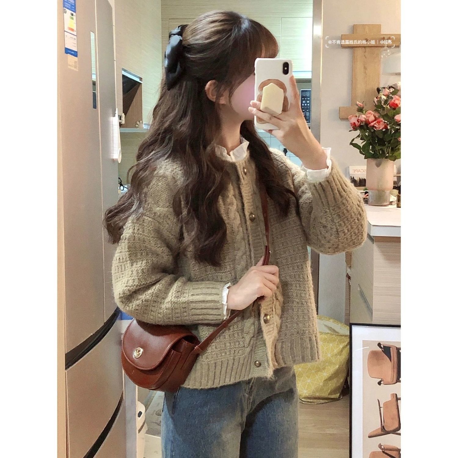 Japanese retro cardigan top lazy wind sweater women's spring and autumn new breast milk wear short knitted jacket