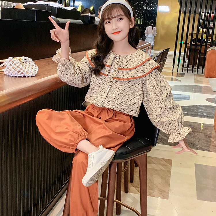 女童套裝春秋2022新款時髦洋氣兒童網紅春季兩件套中大童洋氣春裝