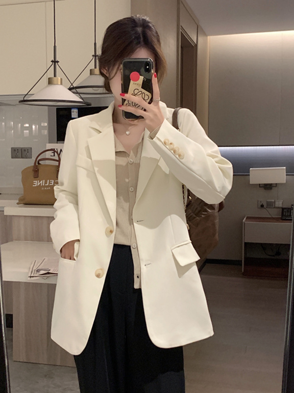 Korean style small suit jacket for women spring and autumn new high-end simple commuting loose fashion temperament small suit