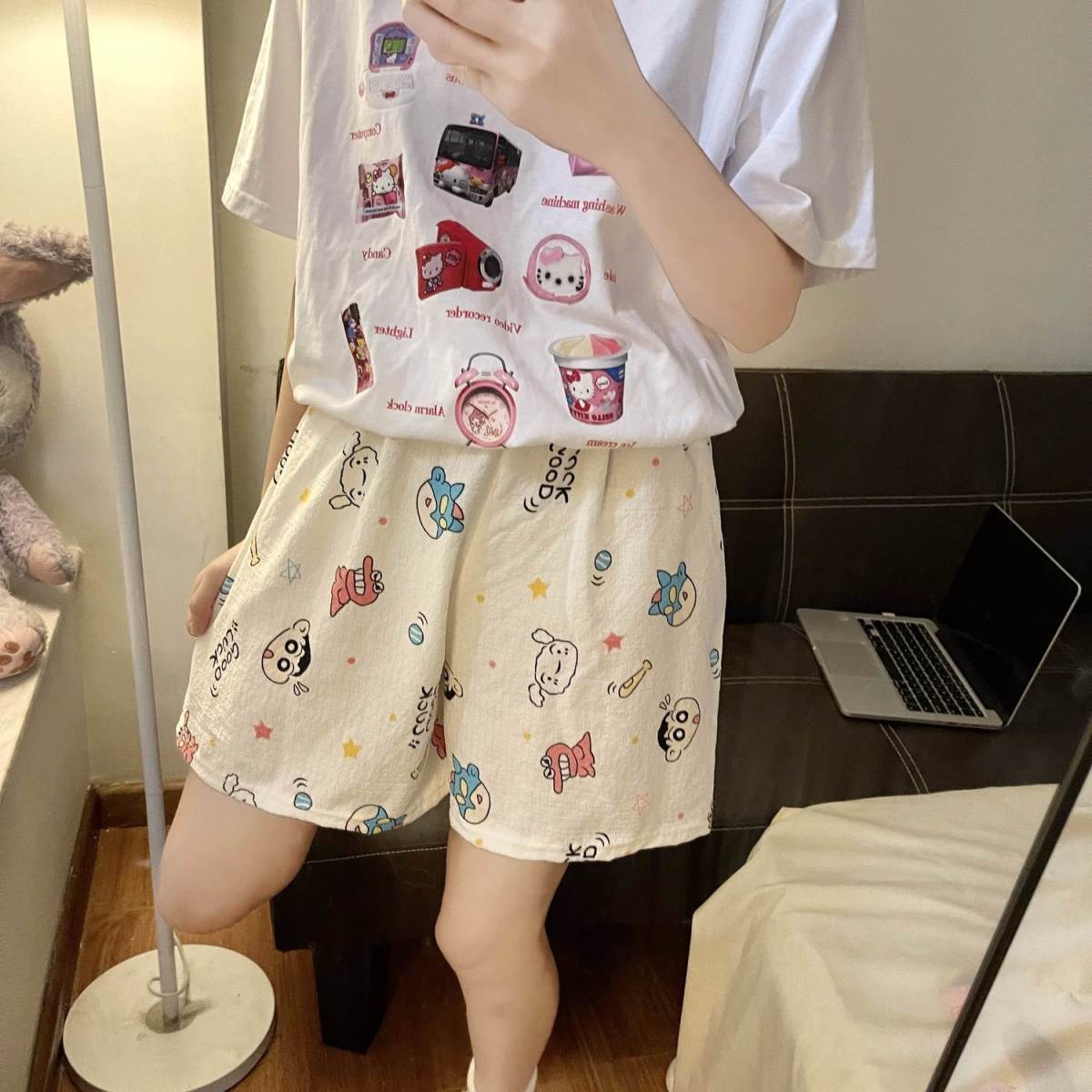 Walking trousers floral pajamas women's summer thin section loose casual printing cute anti-mosquito pants cartoon home pants