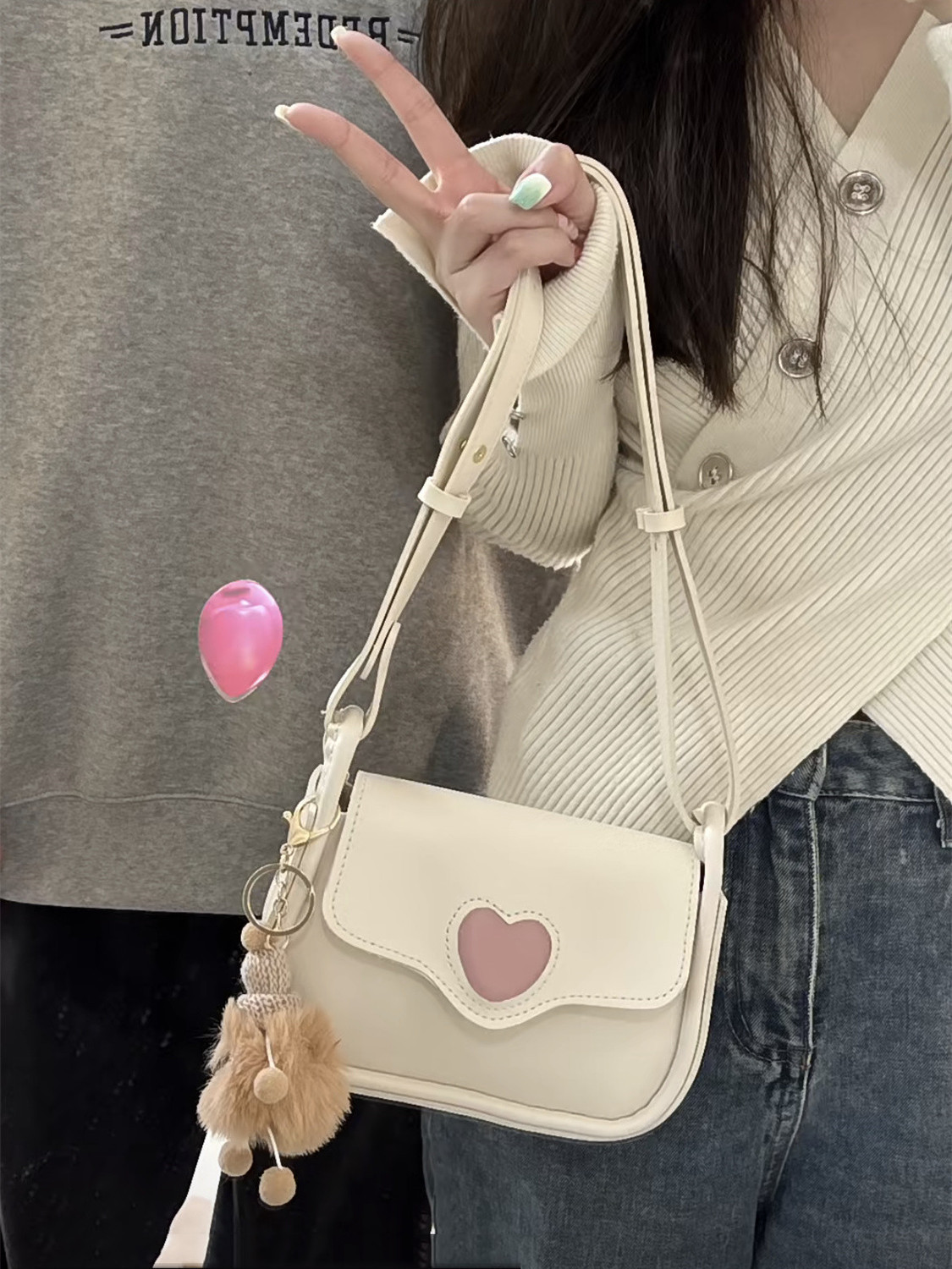 桃心手工編織包包少女心腋下包diy自製愛心材料包送女友禮物新款