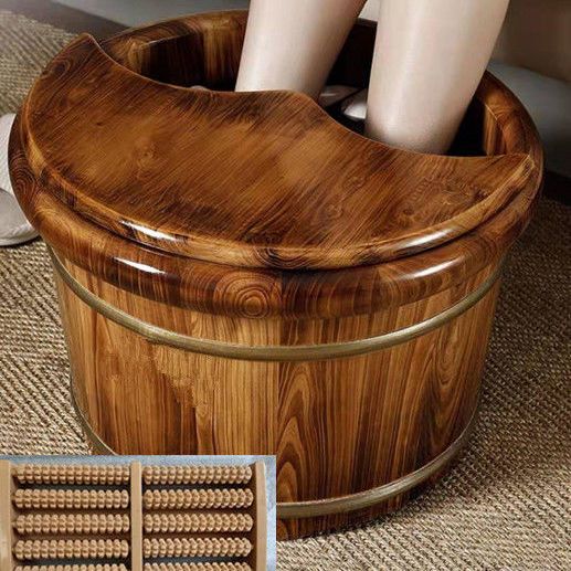 碳化泡脚木桶保温泡脚桶家用木质过小腿足浴桶洗脚盆实木泡脚木盆
