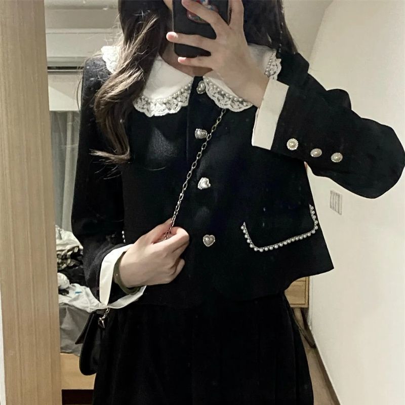 Small crowd thin Korean style chic temperament college style suit skirt short coat skirt female  autumn new style