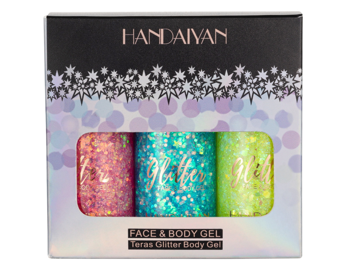 3 sets of glitter eye shadow sequin gel mermaid face body milk performance stage nightclub wedding hair_voghion.com