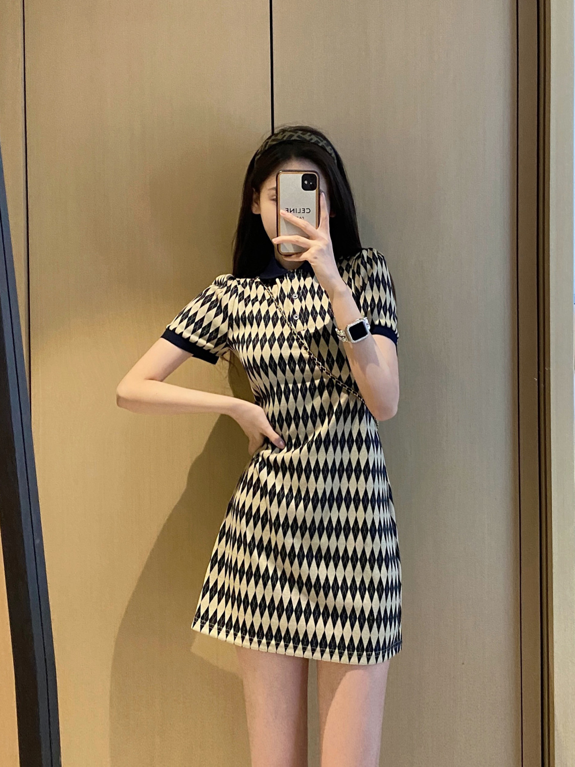 Small fragrant wind dress women's clothing summer 2023 new niche design slim waist and high-end polo skirt