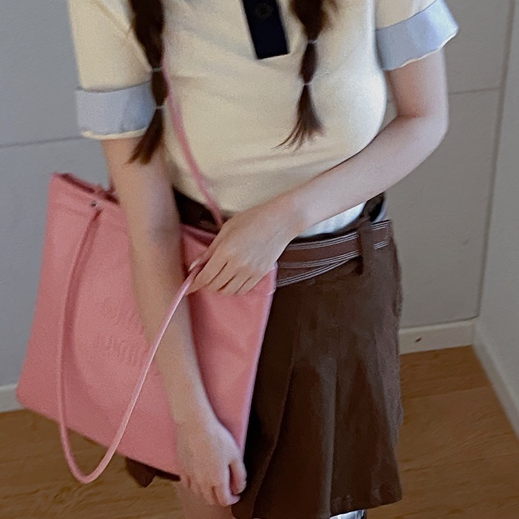 Korean oil wax leather tote bag women's  new high-end sense niche casual hand-held shoulder armpit large bag