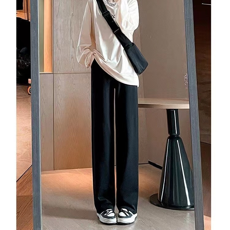 羽奕女學生直筒闊腿褲ins女潮百搭褲子胖mm矮個子九分闊腿褲春夏