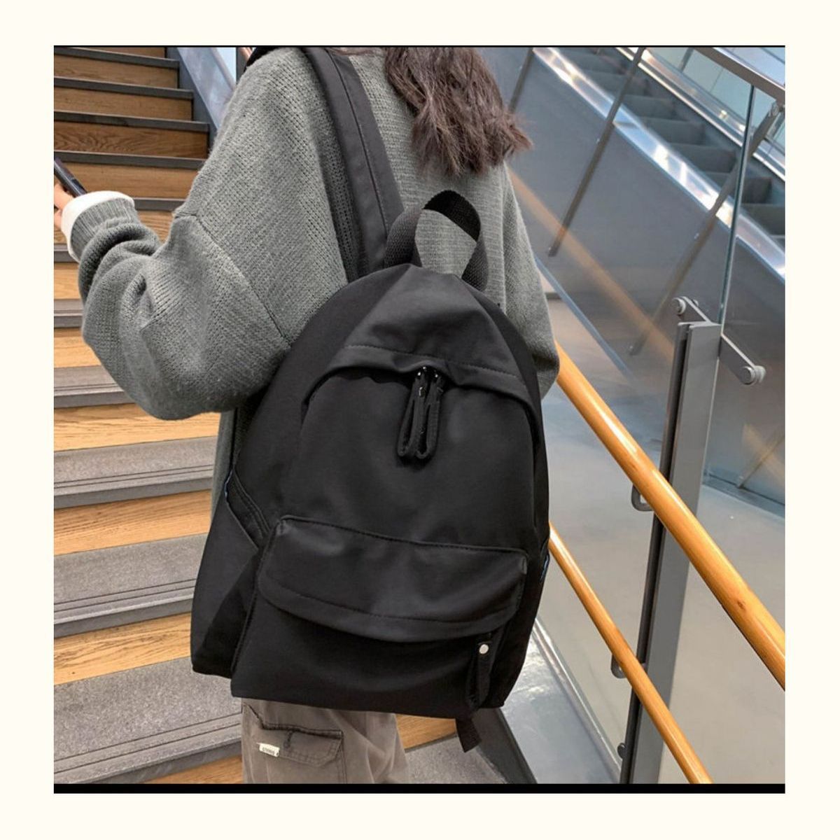Huaxi schoolbag female college students high school students junior high school girls niche backpack black ladies simple girls backpack