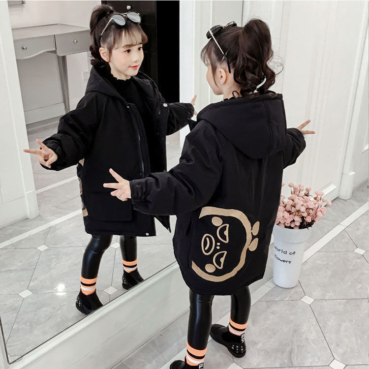 Girls' cotton-padded clothes 2023 winter clothes new children's mid-length girls thickened cotton-padded jacket foreign style girl's cotton-padded jacket