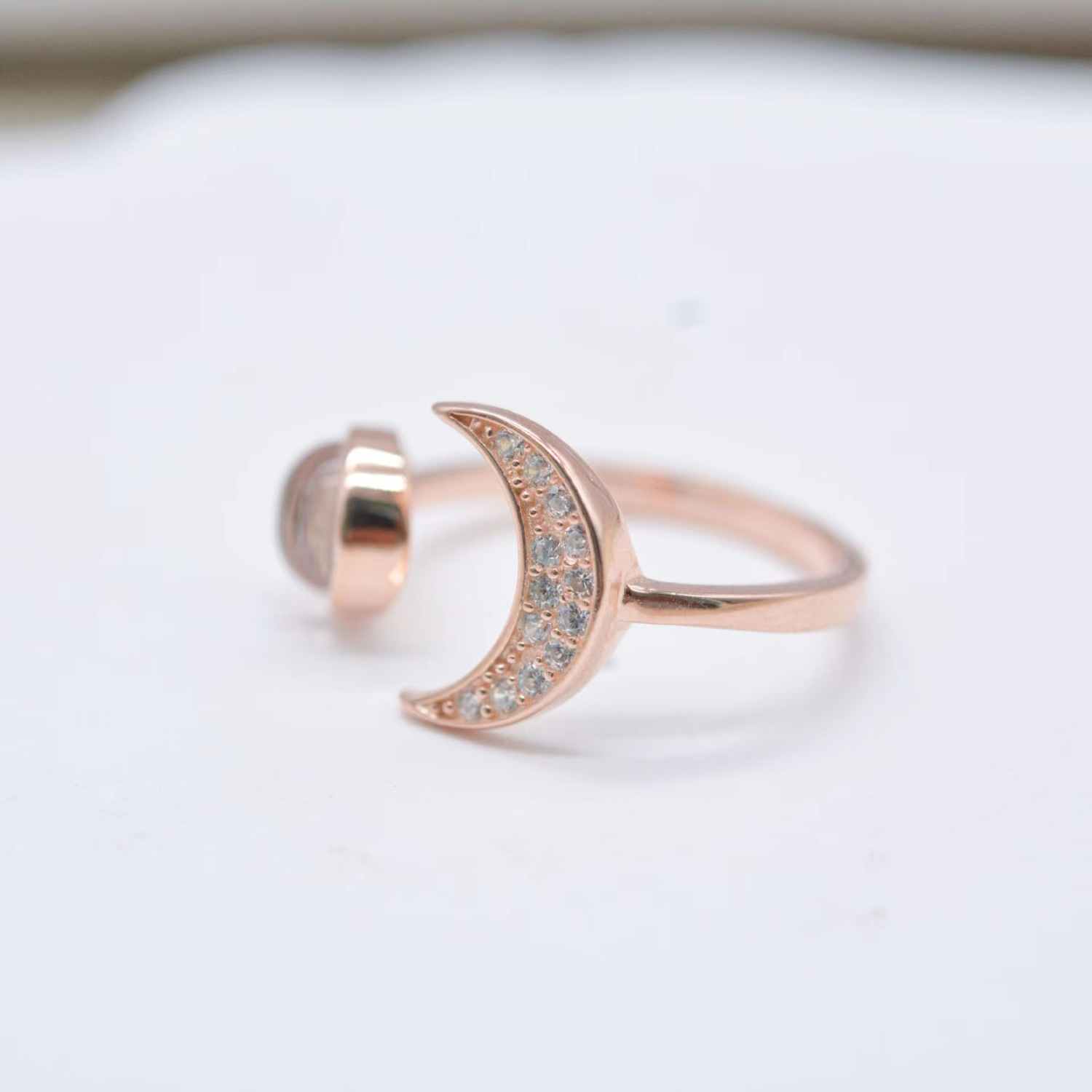 New Moonstone Moon And Star S925 Silver Open Ring Women Simple Luxury High-end Feel Gift For Girlfriend_voghion.com