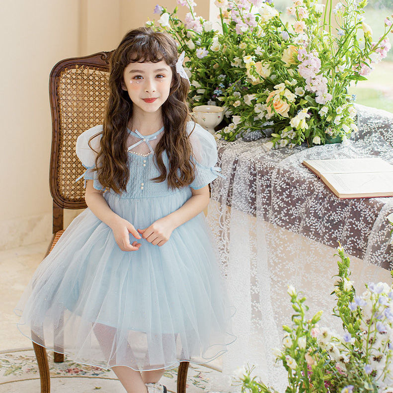 Girls' dress summer dress  new Korean version fluffy yarn skirt children's net red female dress foreign style princess dress