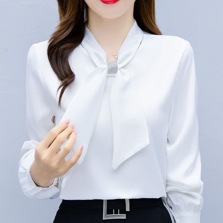 白色襯衣2023春裝新款打底衫女長袖時尚洋氣小衫雪紡襯衫秋季上衣