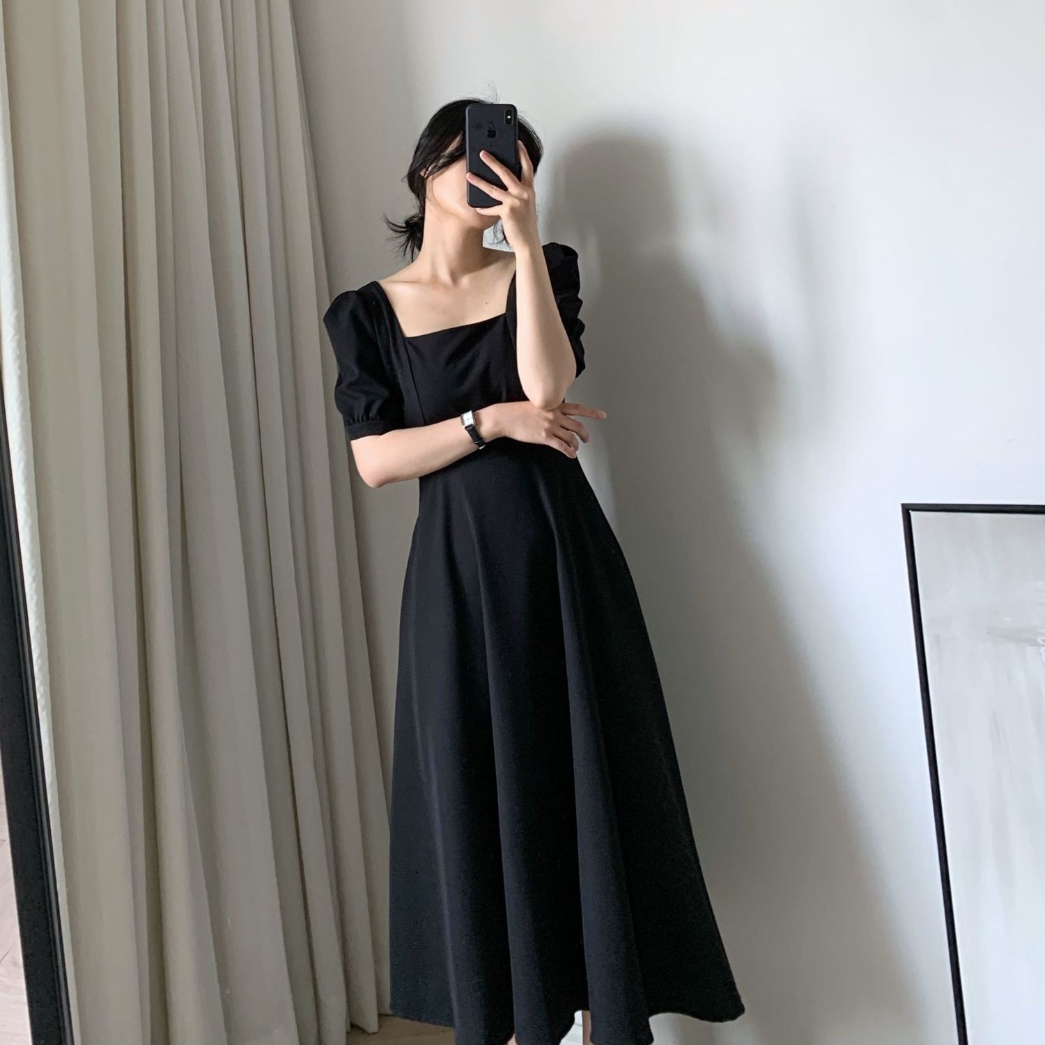 womens black dress long