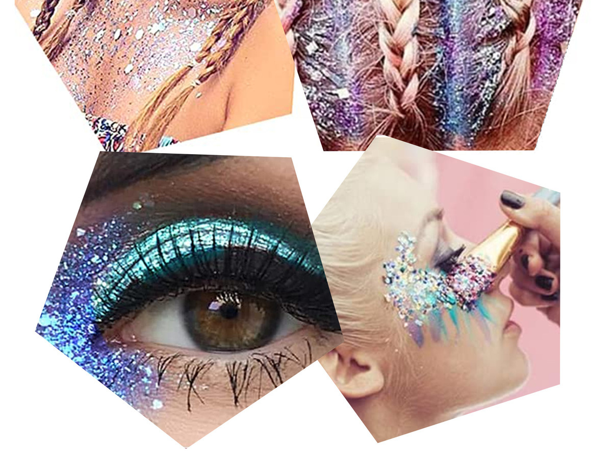 3 sets of glitter eye shadow sequin gel mermaid face body milk performance stage nightclub wedding hair_voghion.com