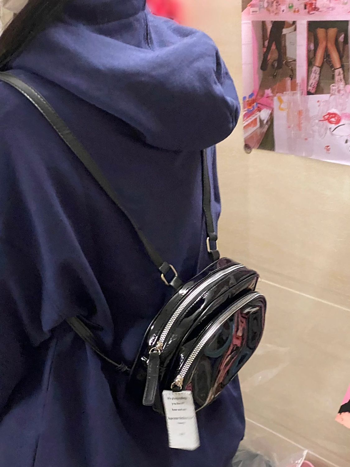 Niche design Korean version of jennie with the same shoulder bag female  new cute and playful black shoulder bag