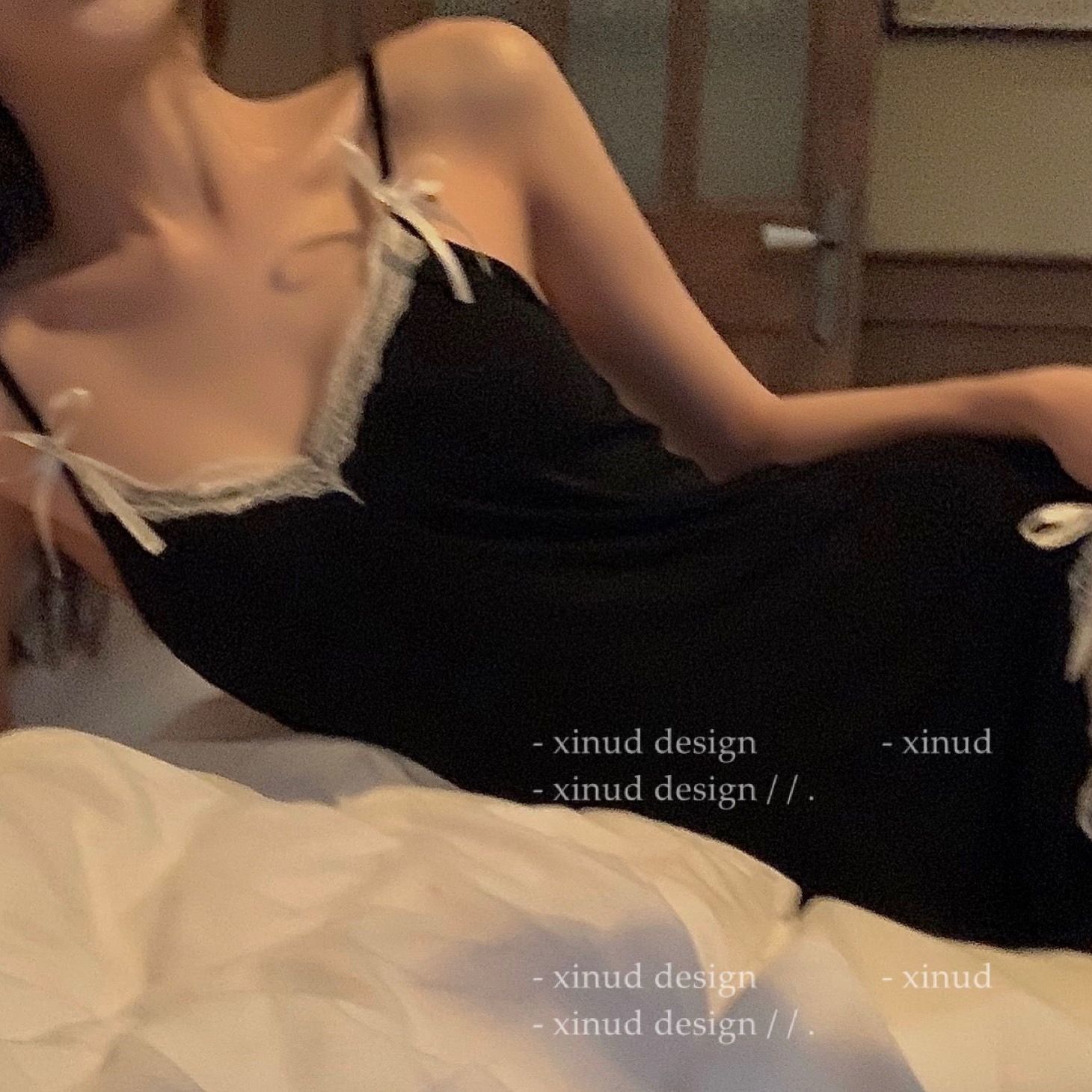 Private room sexy sling nightdress female summer extreme temptation with chest pad self-cultivation nightgown dress black lace sexy pajamas