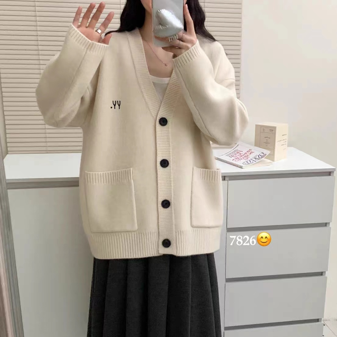 2023年新款早秋季小香慵懶風韓系刺繡毛衣外套針織開衫春秋款女裝