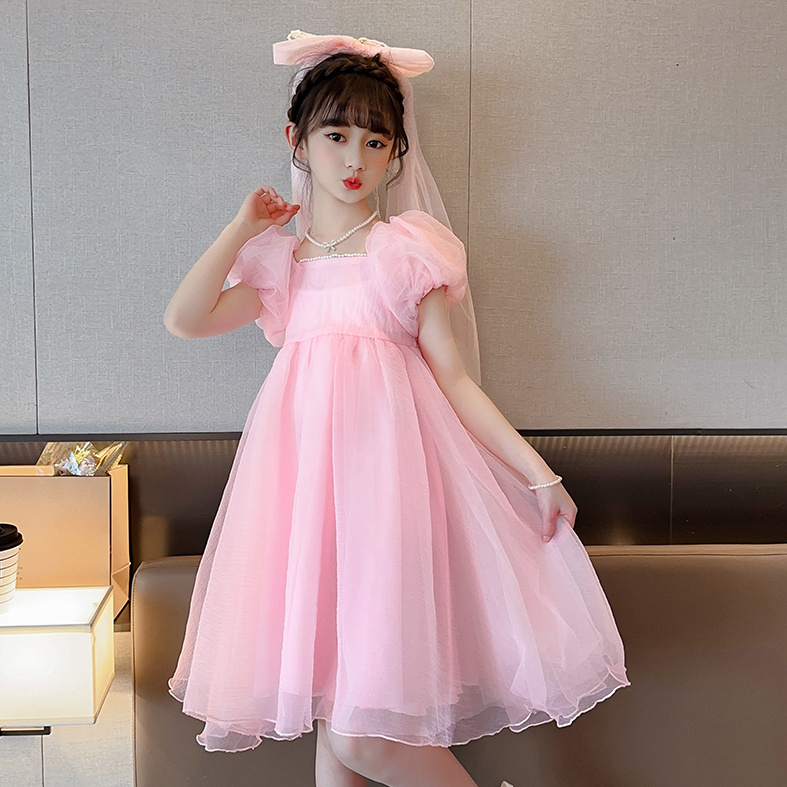 Children's Dress Princess Dress High-end Girls Piano Performance Costume Foreign Style Little Host Birthday Flower Girl Wedding Dress Summer