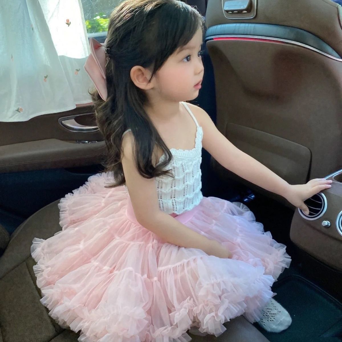 2022春夏女童tutu裙甜美奶茶粉色tutu裙公主裙吊带背心上衣套装