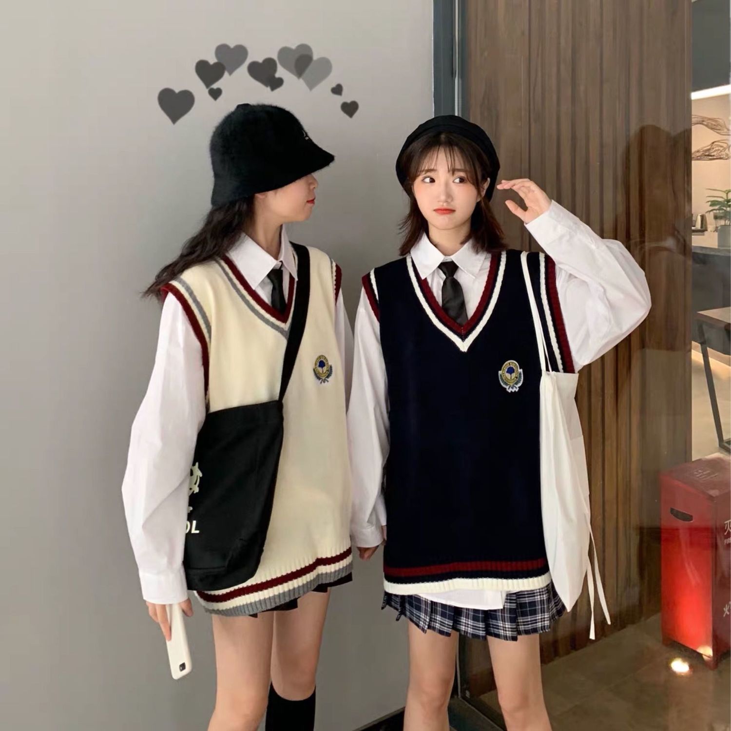 三件套裝/單件學院風襯衣針織毛衣馬甲小清新短裙JK制服百褶裙子