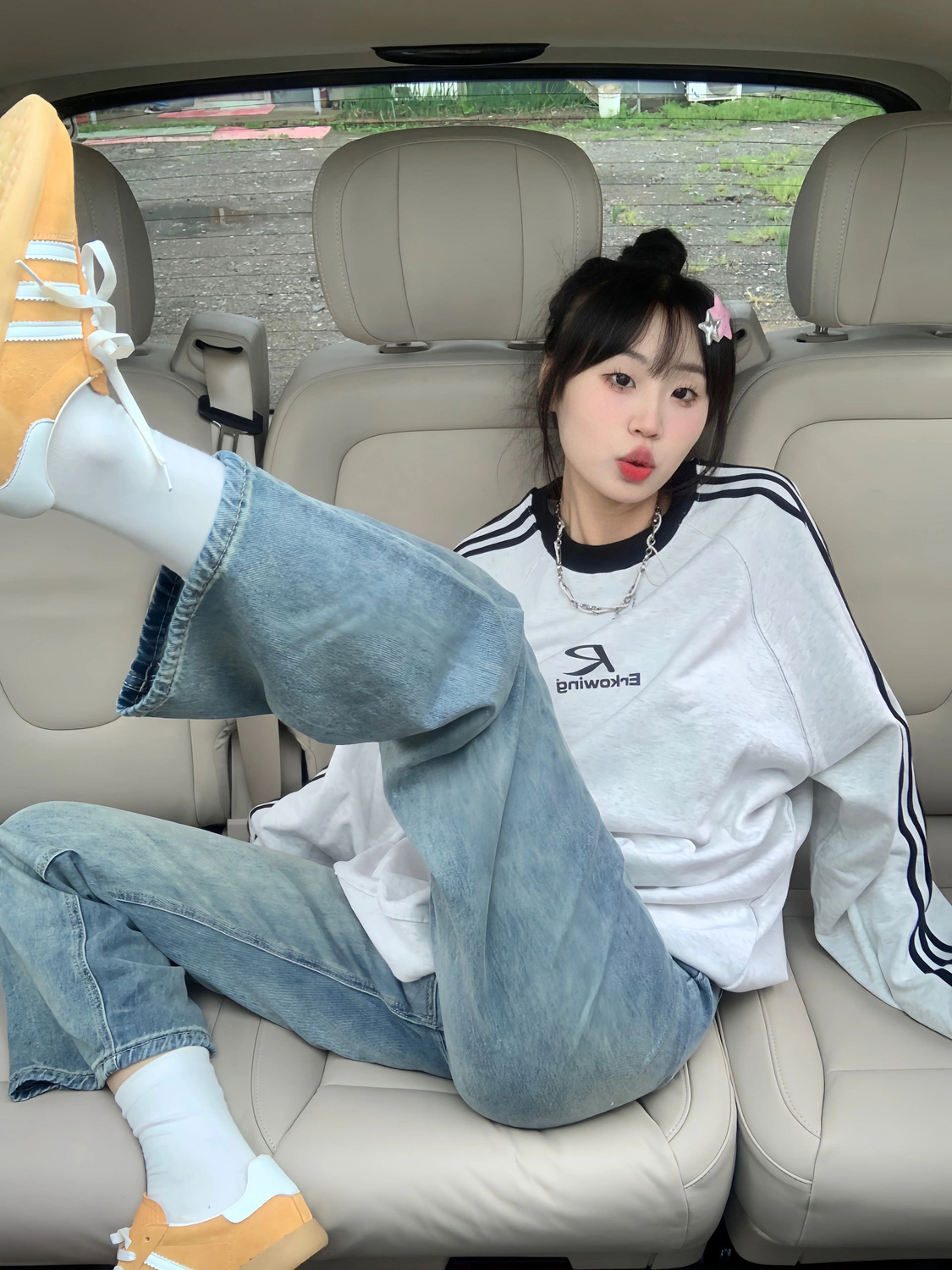 國潮牌撞色側邊條紋套頭衛衣女春秋薄款寬鬆oversize休閒百搭上衣