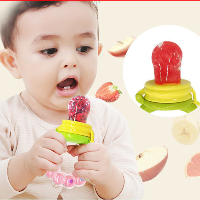 Baby bites LEGO vegetable 3 net bag fruit pacifier auxiliary food artifact Baby Soothing gum molar stick ring bell