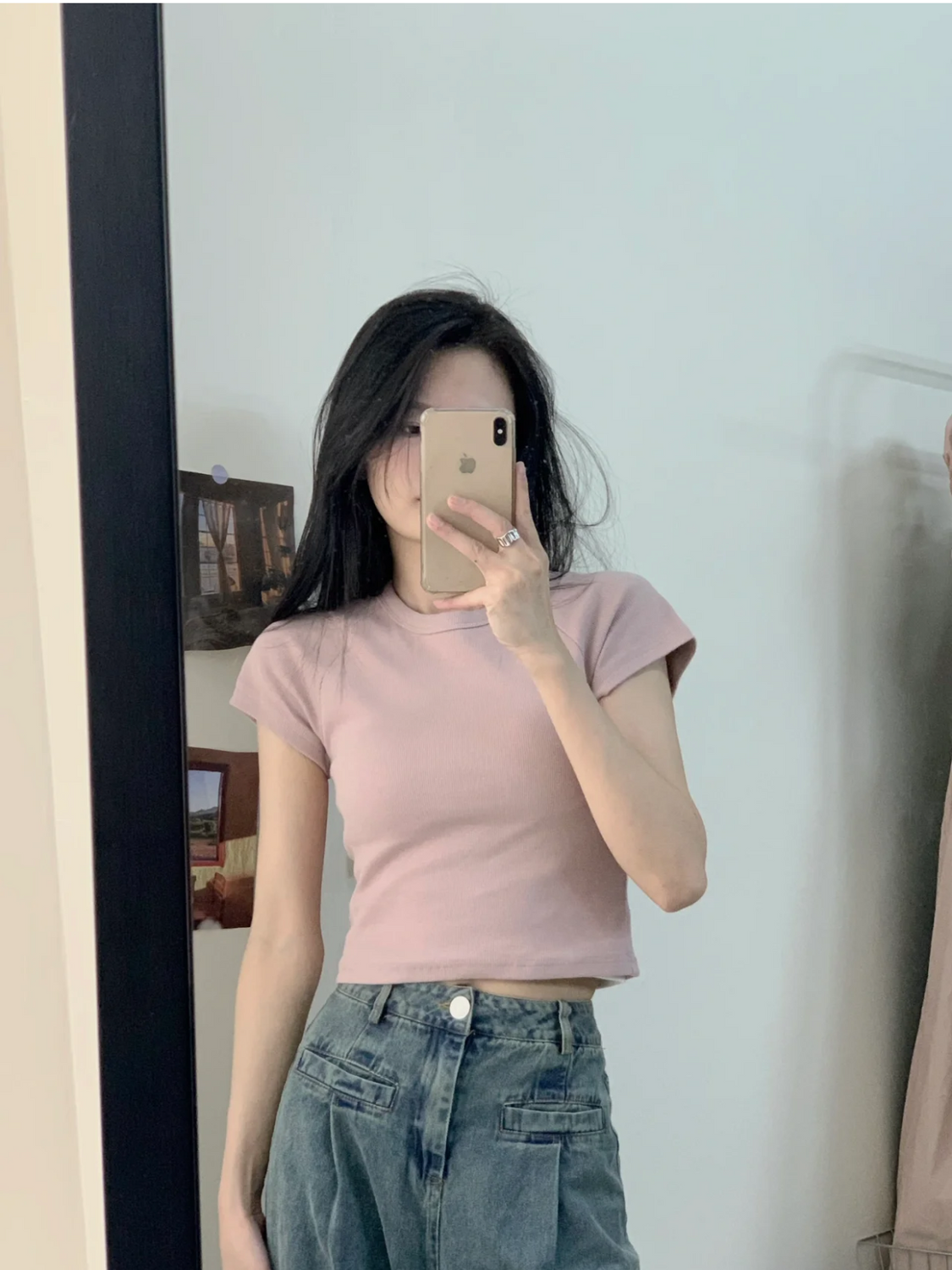 Front shoulder short-sleeved t-shirt women's summer 2023 new design sense niche slim fit hot girl short top t-shirt