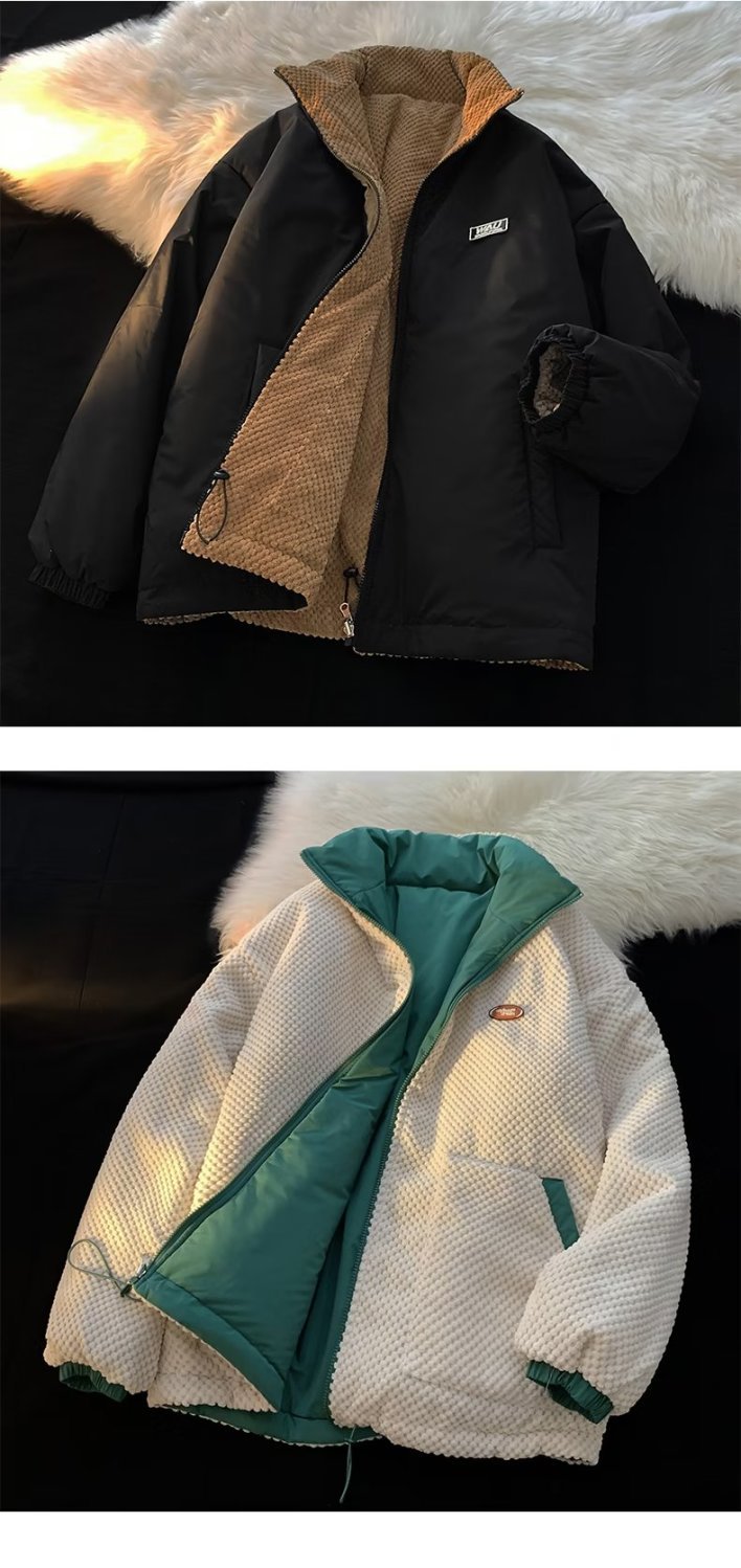Wearing both sides of winter men's thickened insulation, standing collar, ethnic style cotton jacket,_voghion.com