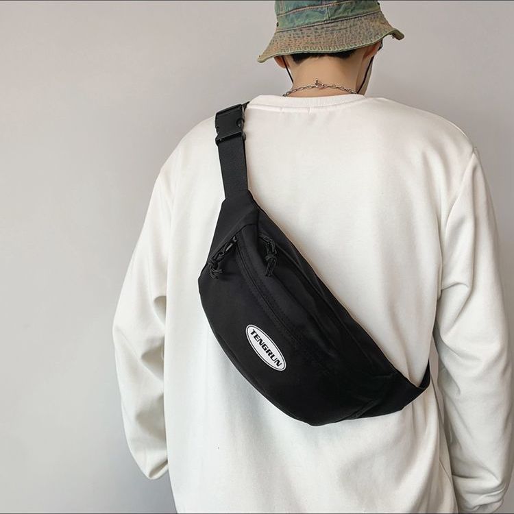 Trendy Messenger Bag Men's Simple All-Match Chest Bag Female Casual Student One Shoulder Diagonal Small Backpack Lightweight Sports Pocket Bag