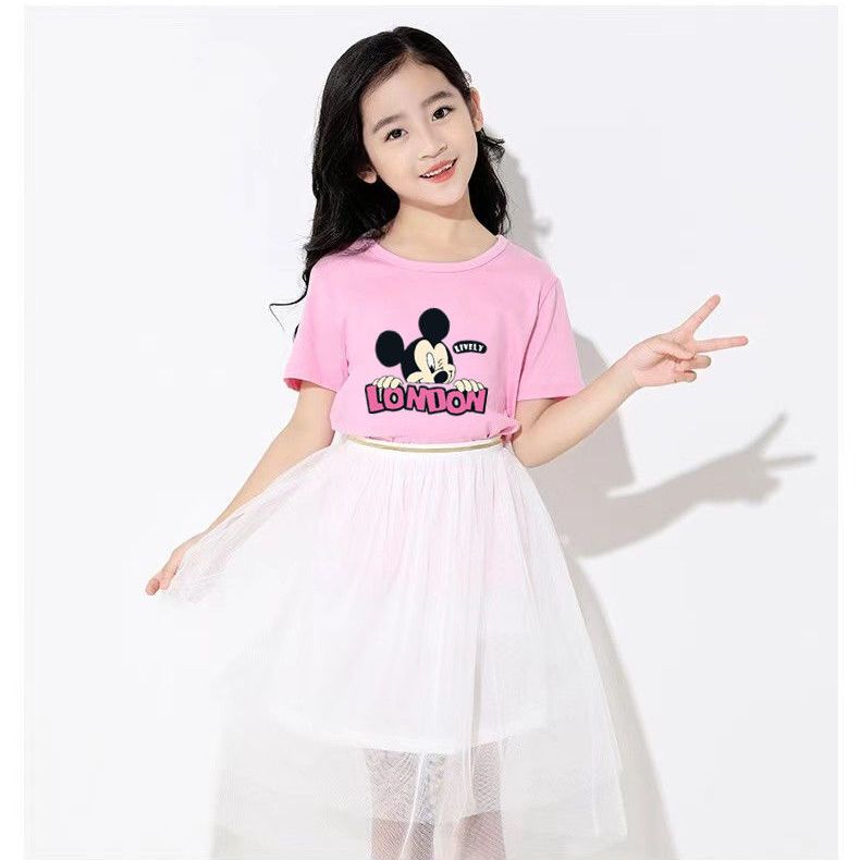 女童纯棉短袖T恤夏季新款韩版中大童洋气上衣儿童半袖宽松潮