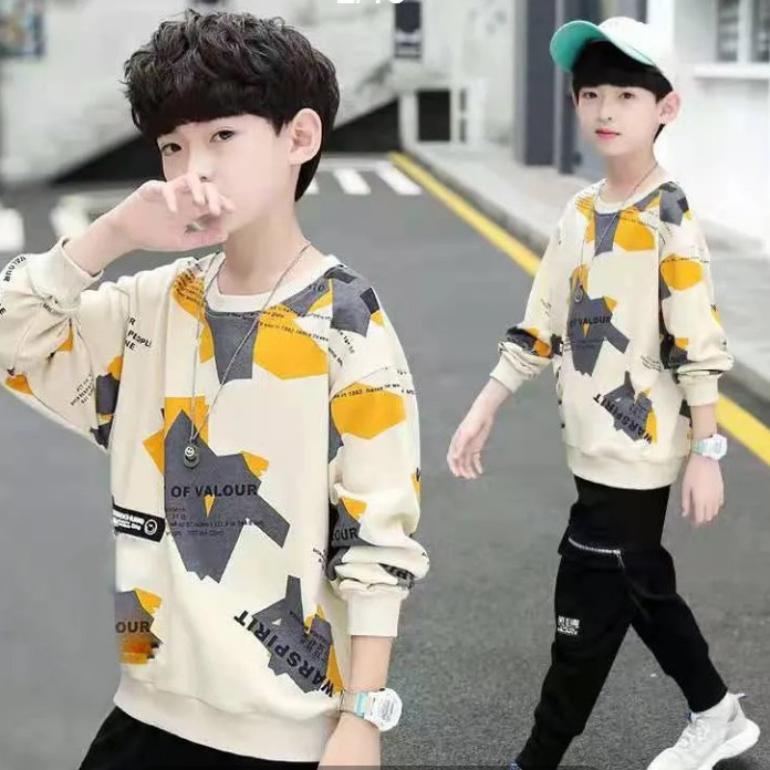 Yibeilu children's clothing boys' long-sleeved T-shirt children's bottoming shirt  spring new style medium and large children's trendy tops