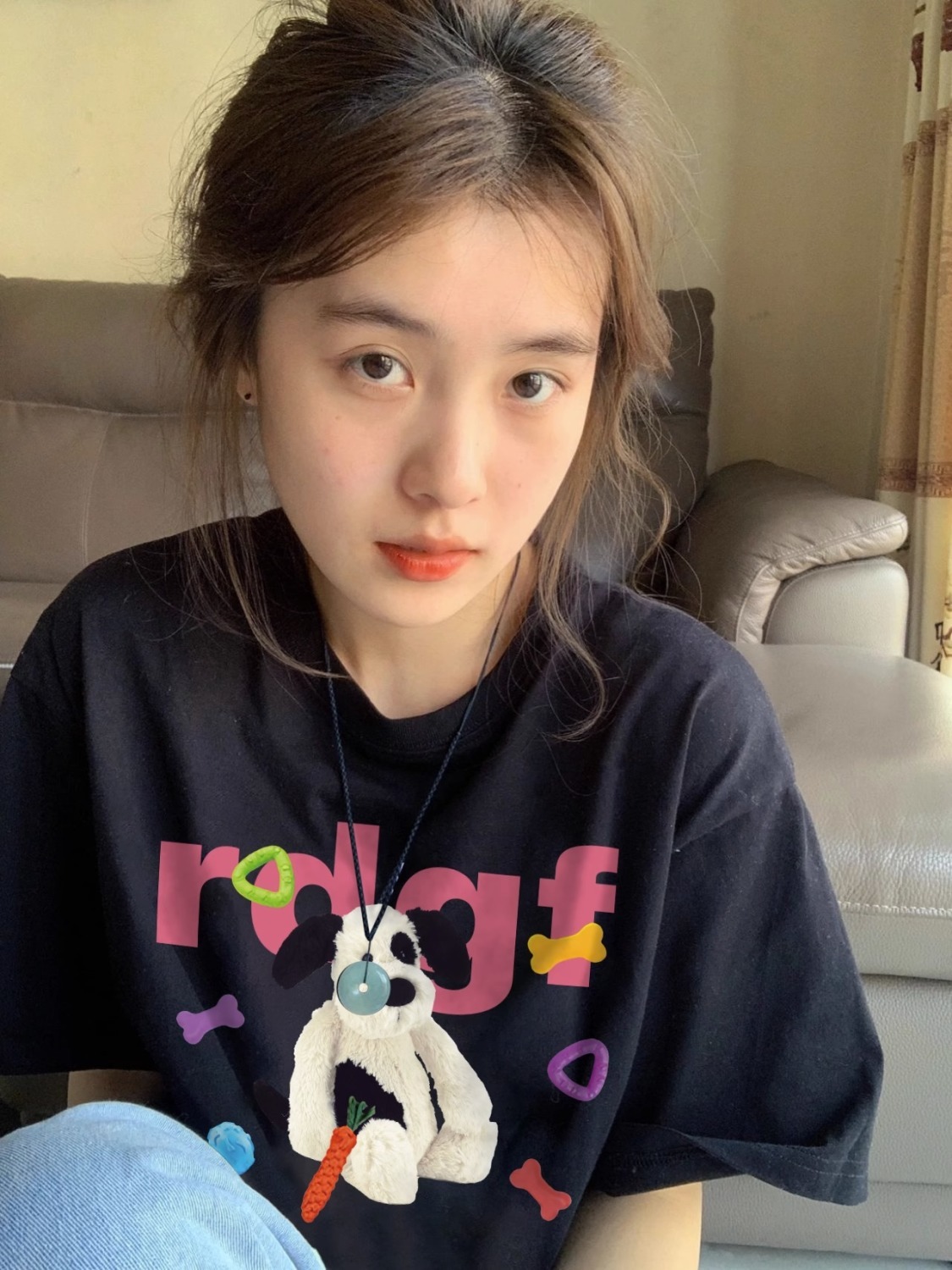 100%純棉正肩短袖t恤女小眾設計感夏季新款美式復古百搭體恤上衣