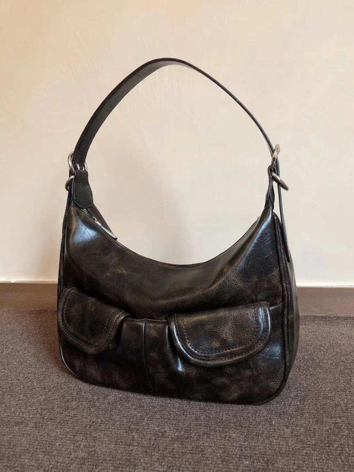 Maillard Distressed Underarm Bag Women's Shoulder Bag 2023 New Retro Women's Bag Handbag Crossbody Bag