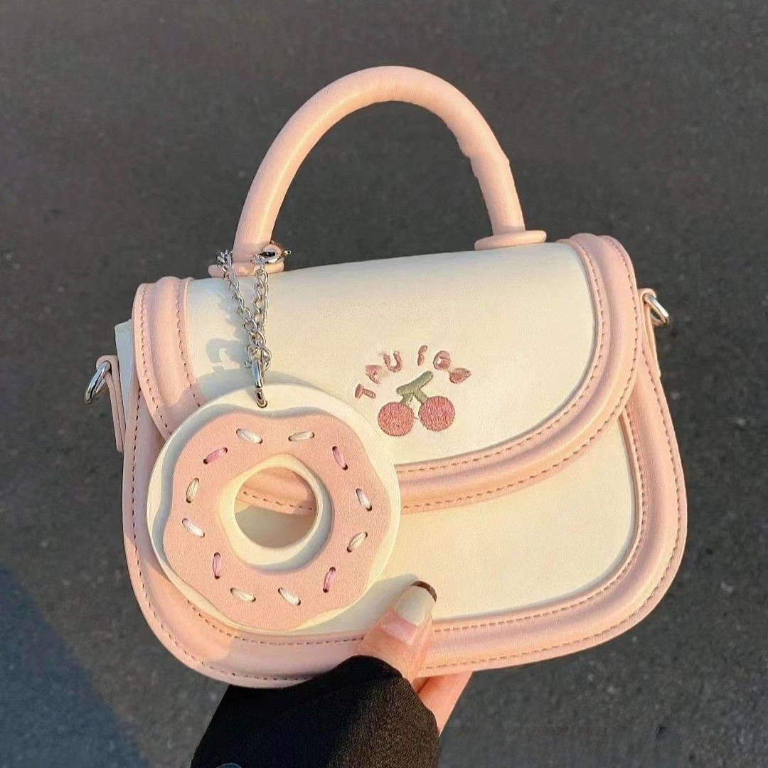 2023 New Original Design Cherry Donut Saddle Bag Macaron Girl Messenger Bag Summer Cute..