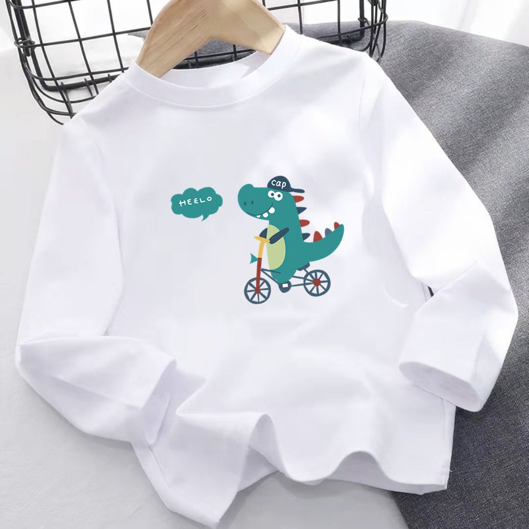 100% cotton boy's long-sleeved t-shirt 2022 spring and autumn new children's all-match tops girl baby foreign style bottoming shirt