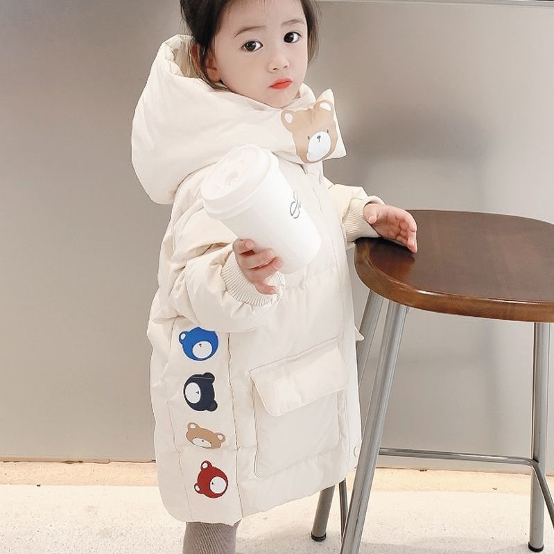 女童羽絨服中長款2022冬裝新款韓版寶寶兒童加厚洋氣小童防風外套