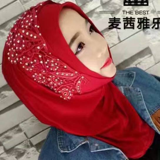 20 new Muslim fashion shawl Hui headscarf convenient headscarf crystal hemp cotton hot drill Headcover