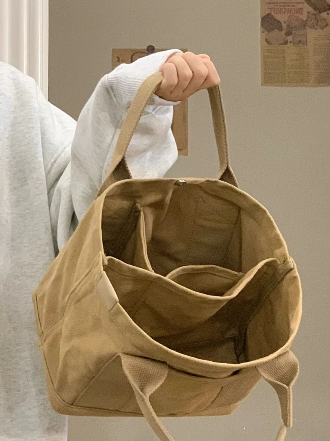 新款日系樂天高檔帆布包女士便當包超火手提袋休閒包抖音同款潮